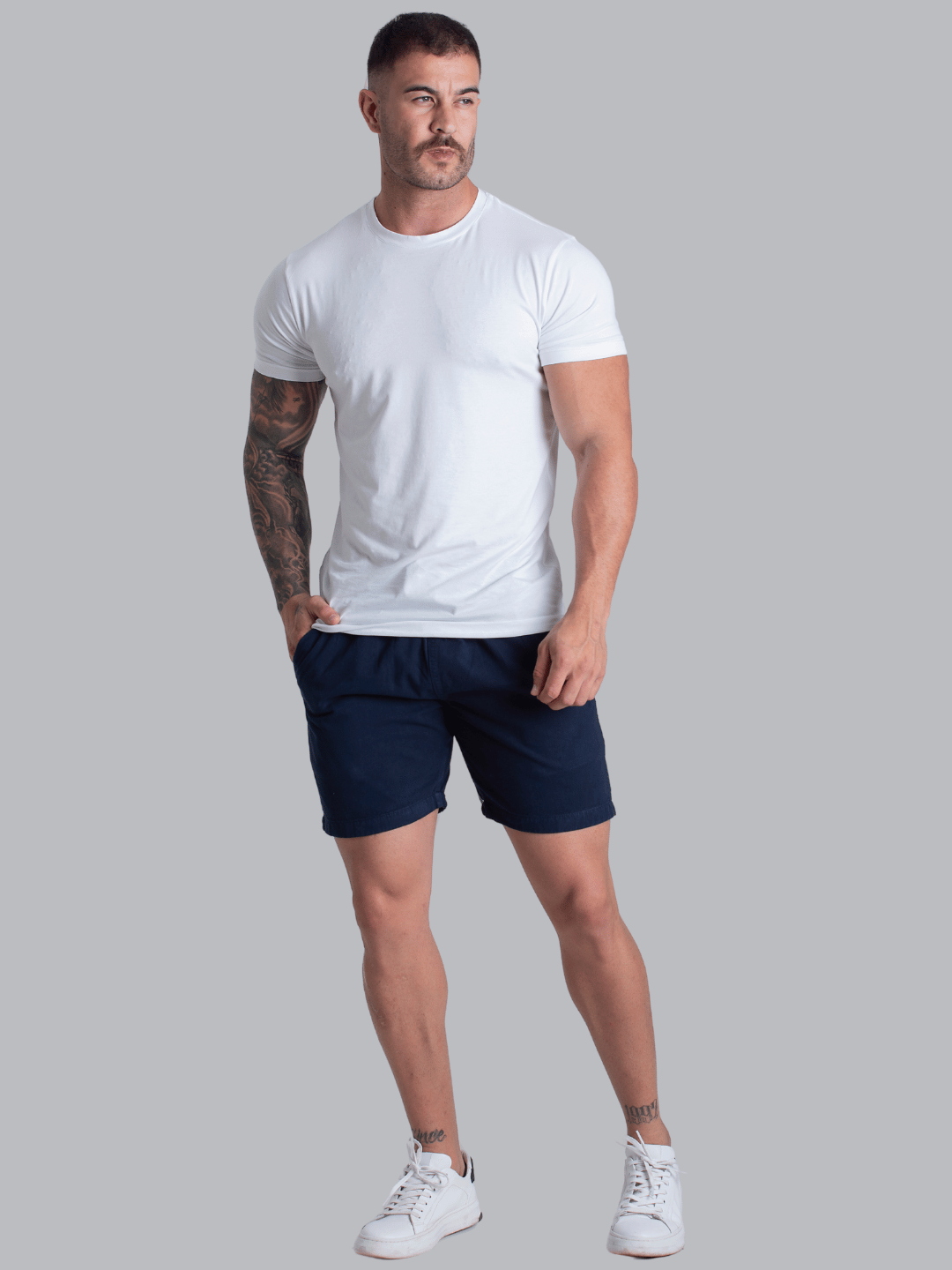 Short Masculino Azul Marinho Mauricinho Sarja Bermuda Curta Masculina
