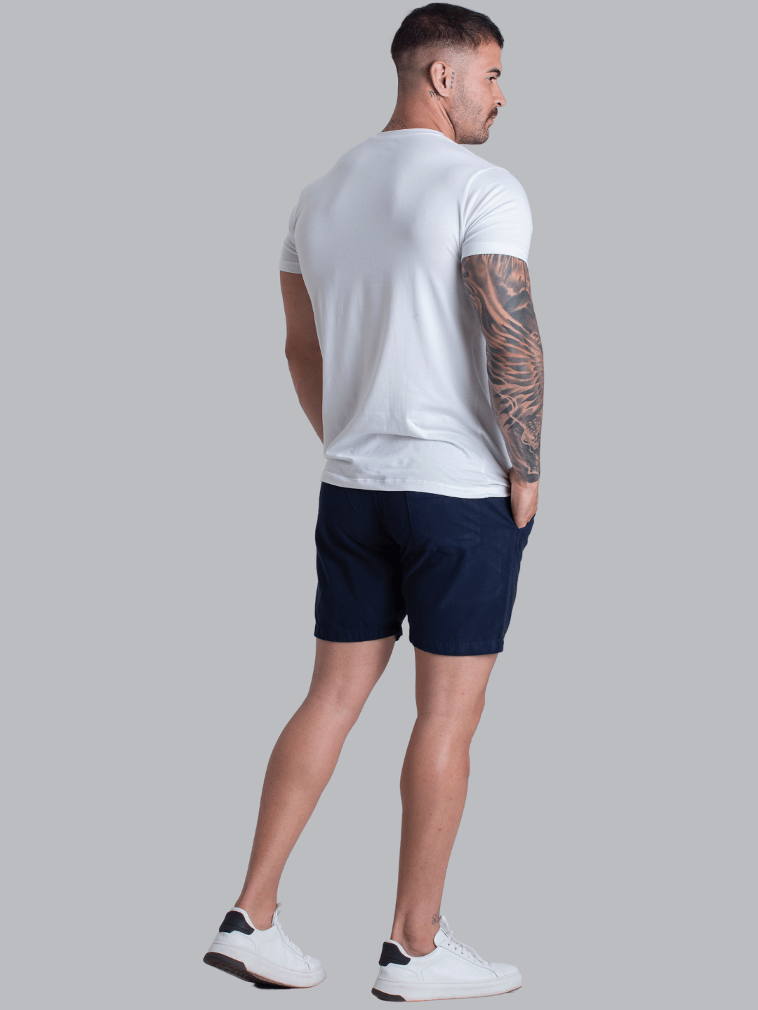 Short Masculino Azul Marinho Mauricinho Sarja Bermuda Curta Masculina