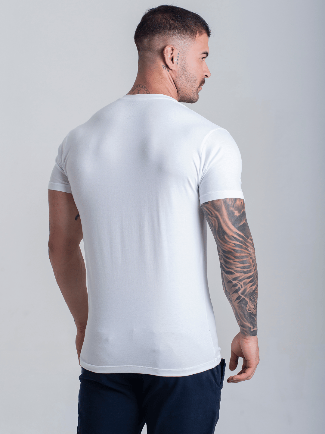 Camiseta Branca Com Elastano Algodao Egípcio Original