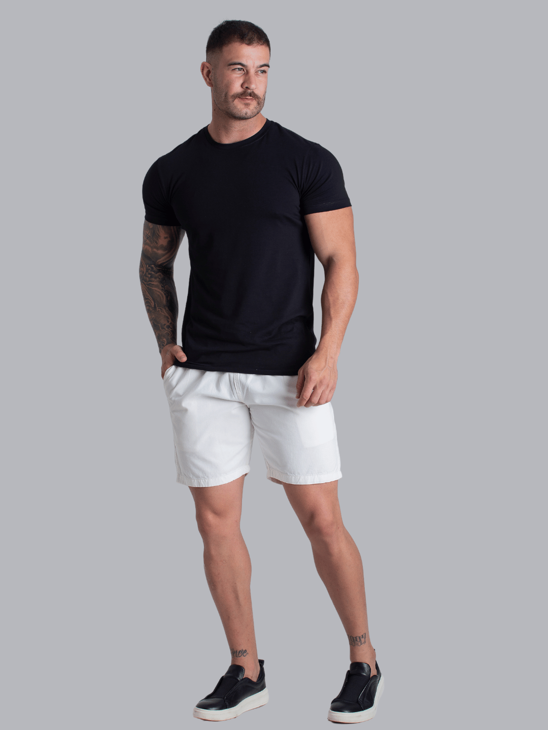 Bermuda Mauricinho Off White Masculina Sarja 100% Algodão Short Brim
