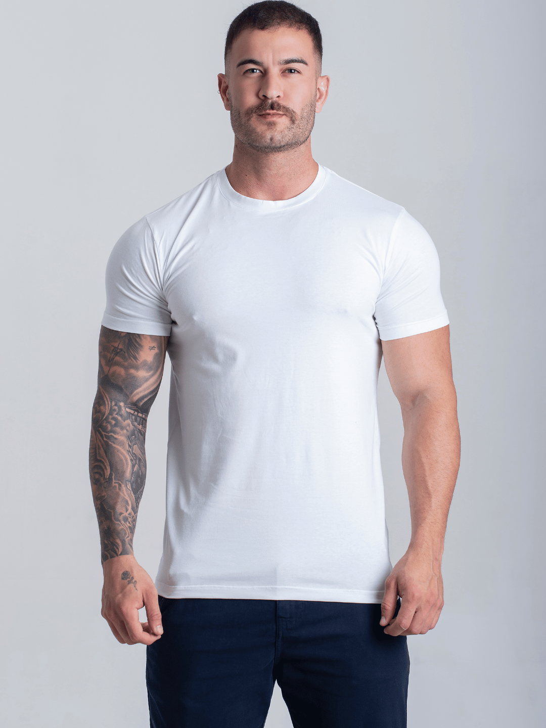 Camiseta Branca Com Elastano Algodao Egípcio Original