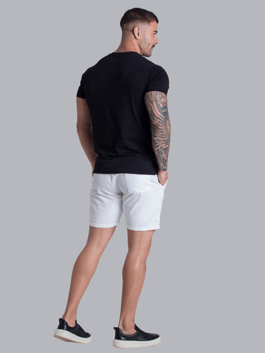 Bermuda Mauricinho Off White Masculina Sarja 100% Algodão Short Brim