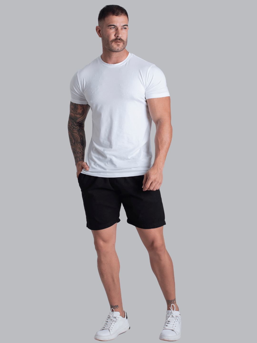 Short Masculino Preto Sarja Colorido Mauricinho Bermuda Curta