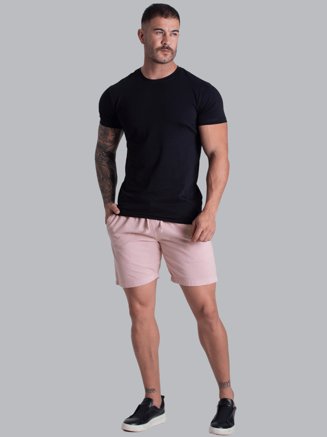 Short Mauricinho Rosa Premium Sarja Bermuda Curta Masculina