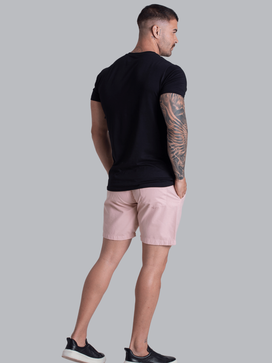 Short Mauricinho Rosa Premium Sarja Bermuda Curta Masculina