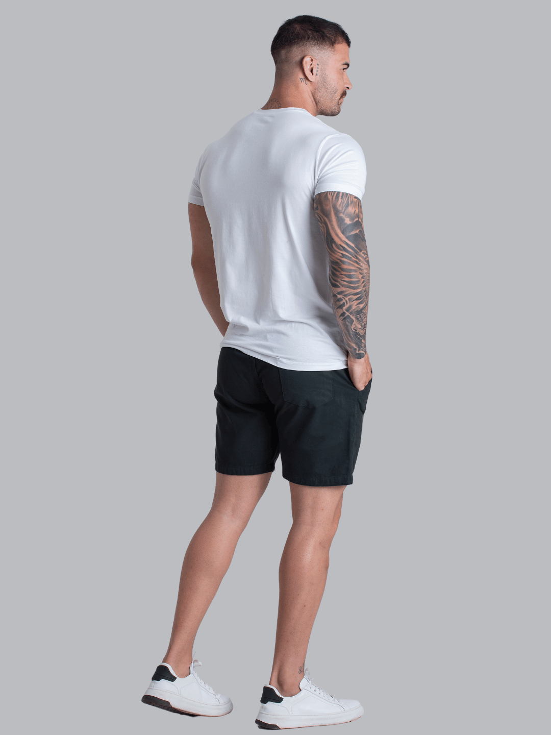 Short Mauricinho Sarja Verde Militar Brim Bermuda Curta Masculina