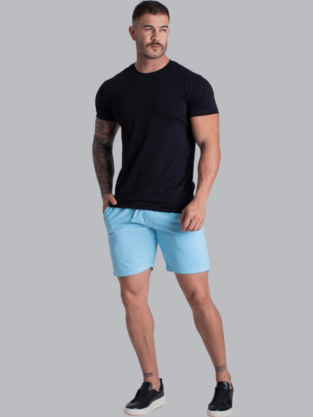 Short Azul Bebê Mauricinho Sarja Brim Bermuda Masculina