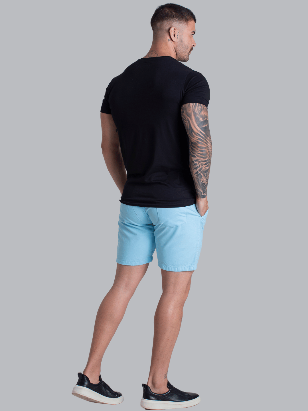 Short Azul Bebê Mauricinho Sarja Brim Bermuda Masculina