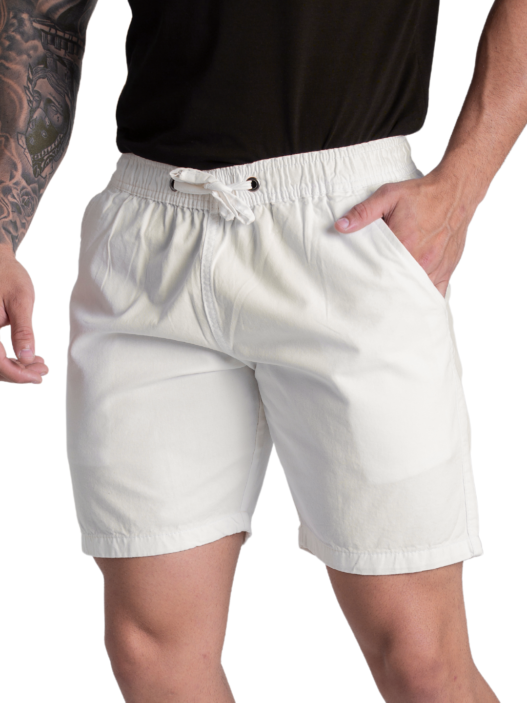 Bermuda Mauricinho Off White Masculina Sarja 100% Algodão Short Brim