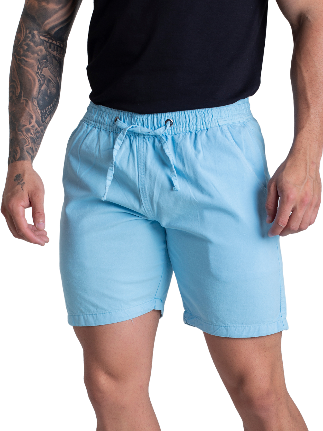 Short Azul Bebê Mauricinho Sarja Brim Bermuda Masculina
