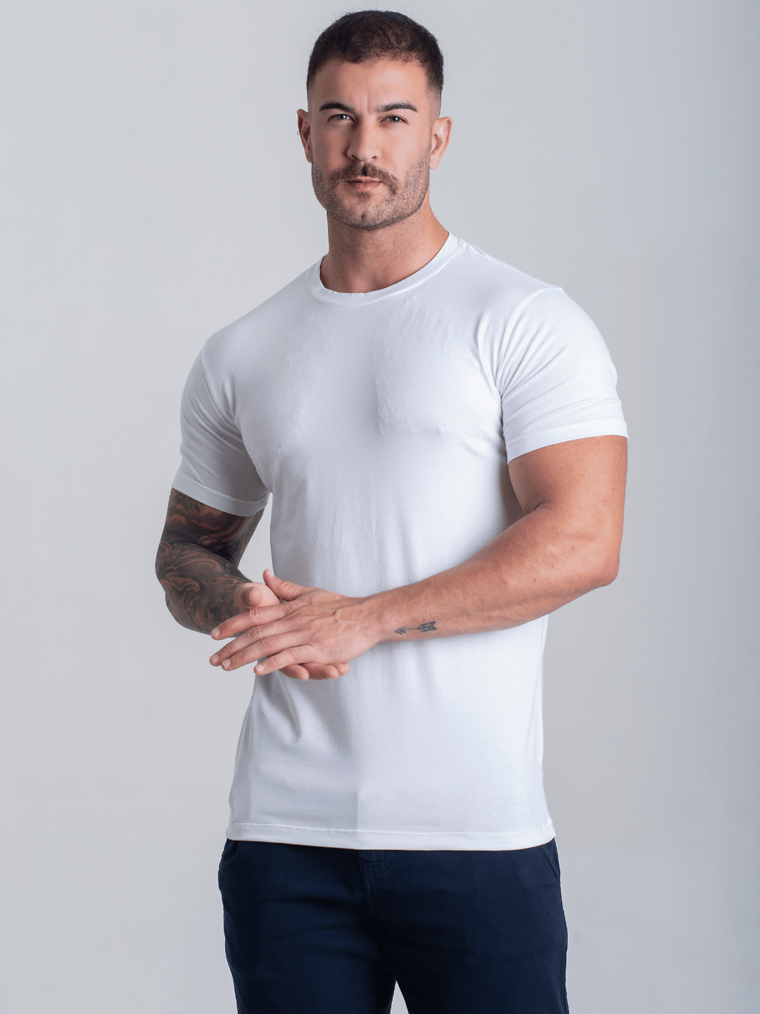 Camiseta Masculina Com Elastano Algodão Egipcio Lisa Basica