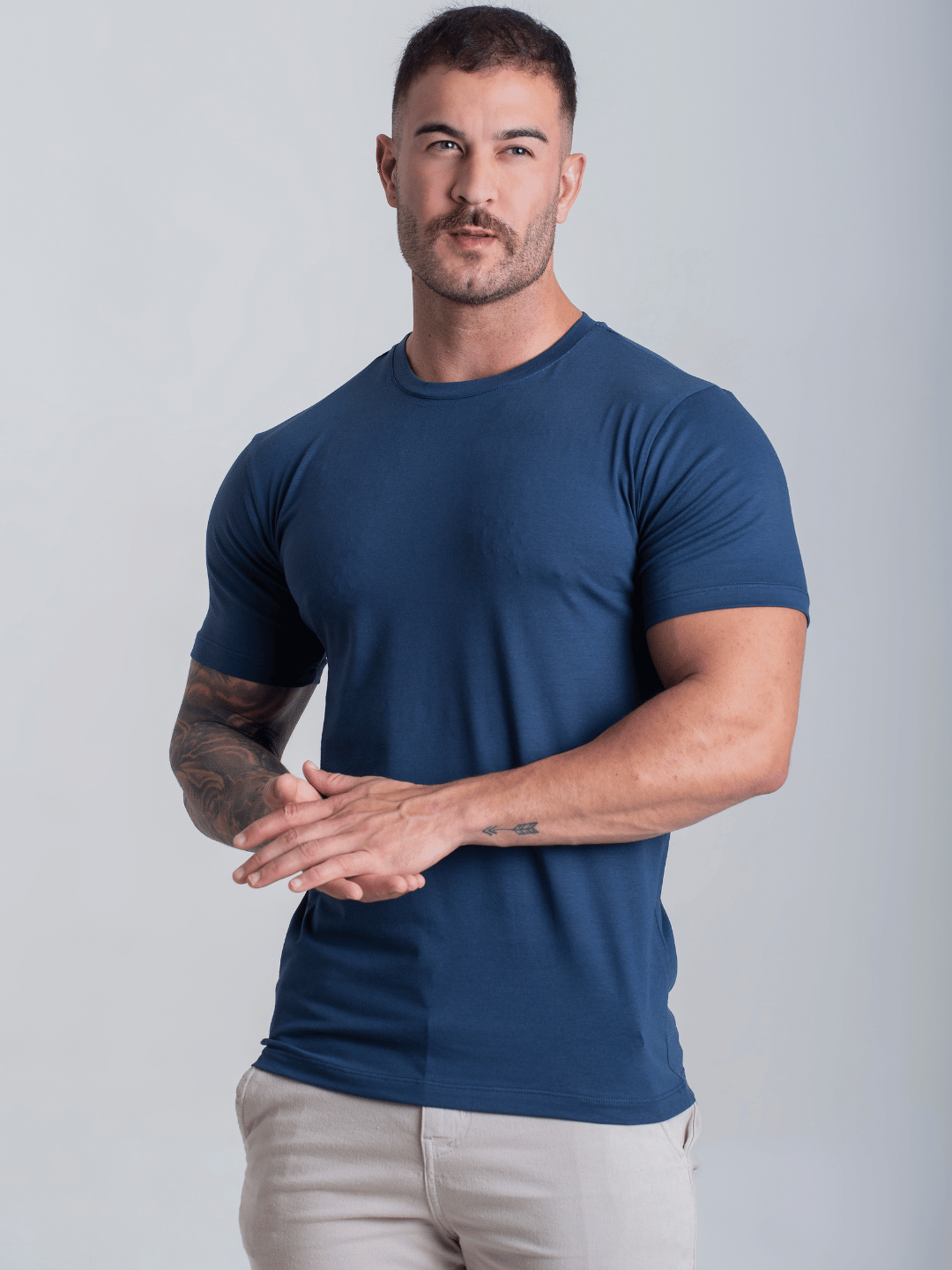 Camiseta Masculina Com Elastano Algodão Egipcio Lisa Basica