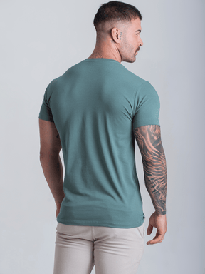 Camiseta  Masculina C/ Elastano Verde Algodão Camisa Fio Egípcio