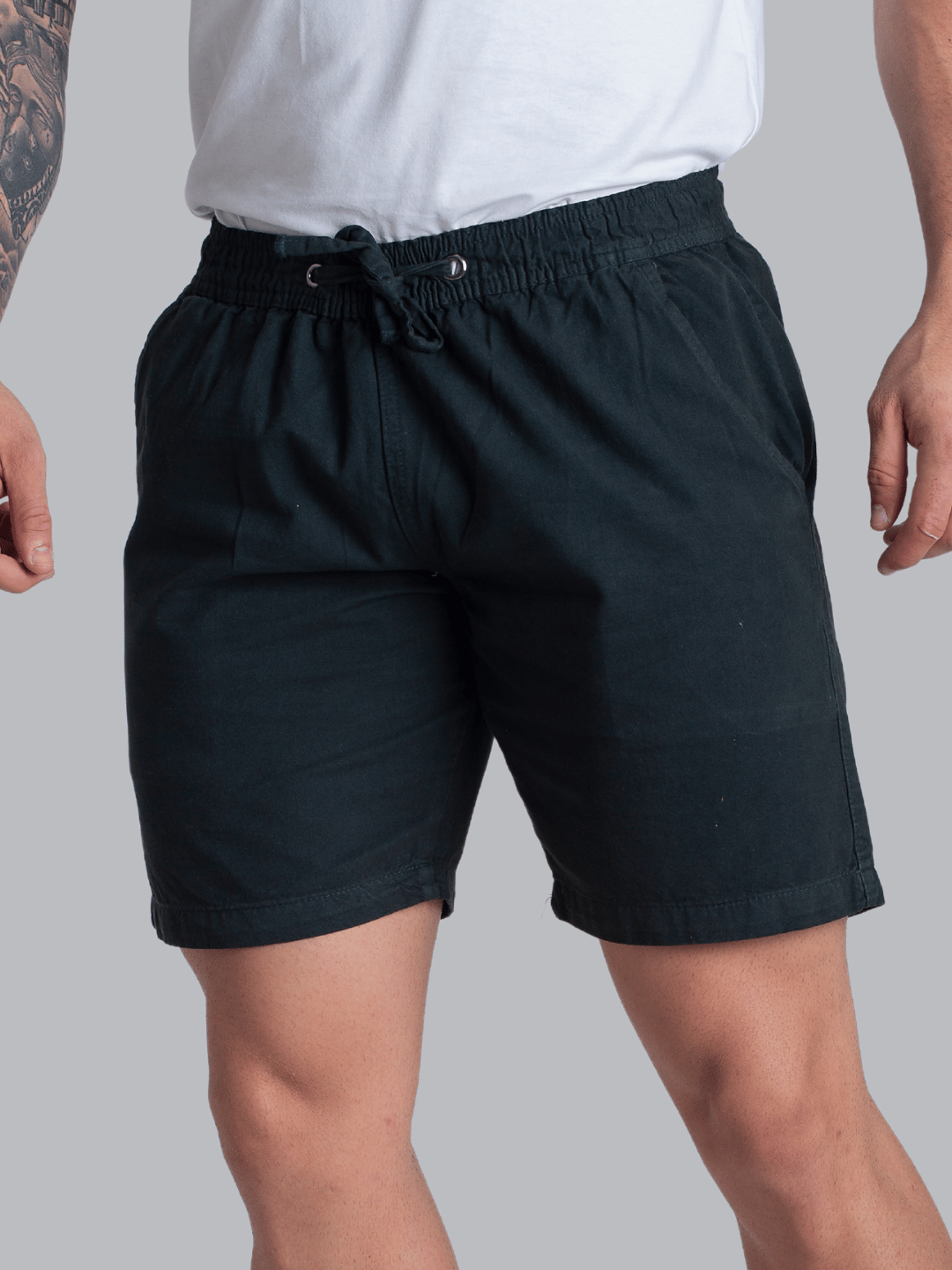 Short Mauricinho Sarja Verde Militar Brim Bermuda Curta Masculina