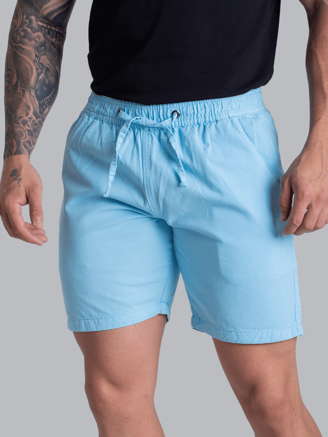 Short Azul Bebê Mauricinho Sarja Brim Bermuda Masculina