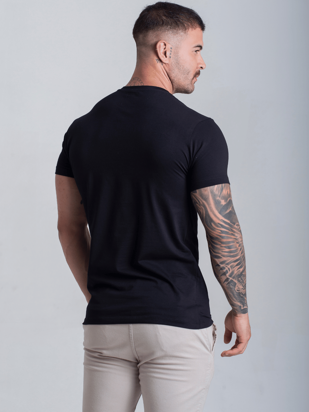 Camiseta Masculina Com Elastano Algodão Egipcio Lisa Basica