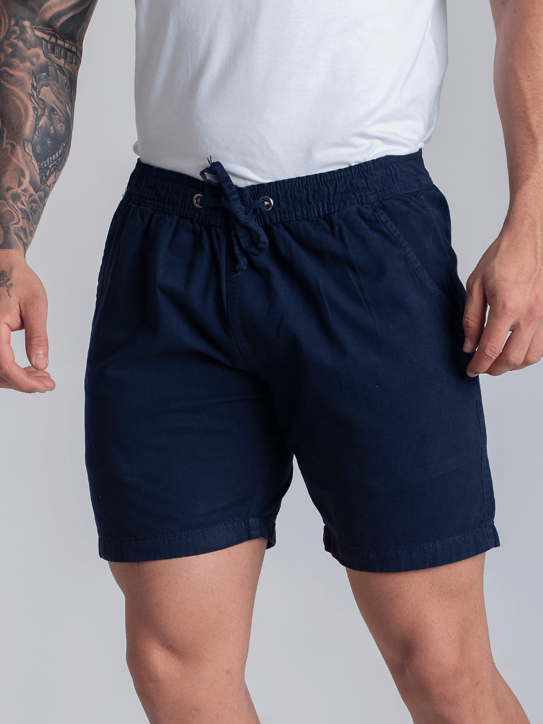 Short Masculino Azul Marinho Mauricinho Sarja Bermuda Curta Masculina
